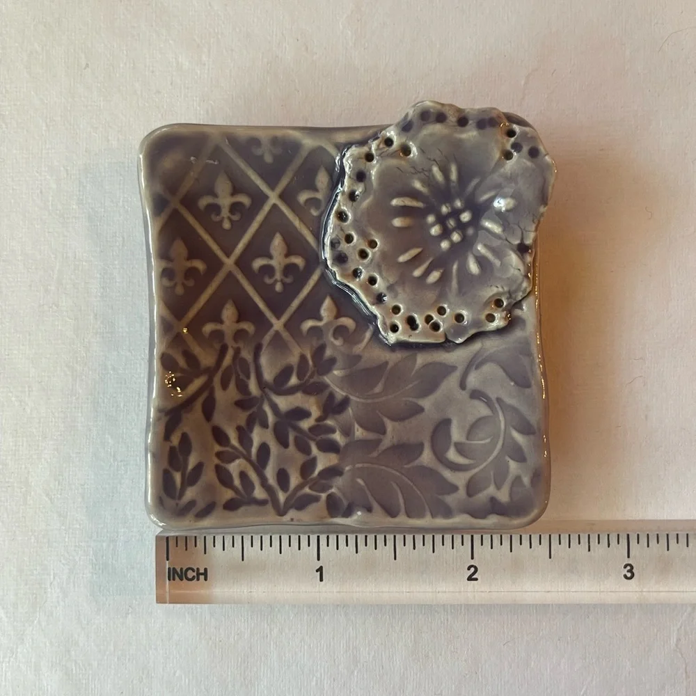 Fleur de Lis Decorative Ceramic Trinket Dish